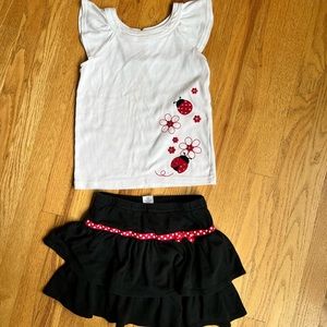 Girls Gymboree Size 6 Ladybug Outfit - Top and Skort
